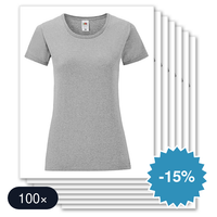 100 stuks Fruit Of The Loom - iconic Dames T-Shirt