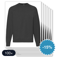 100 stuks Fruit of the Loom - Classic Raglan Sweater