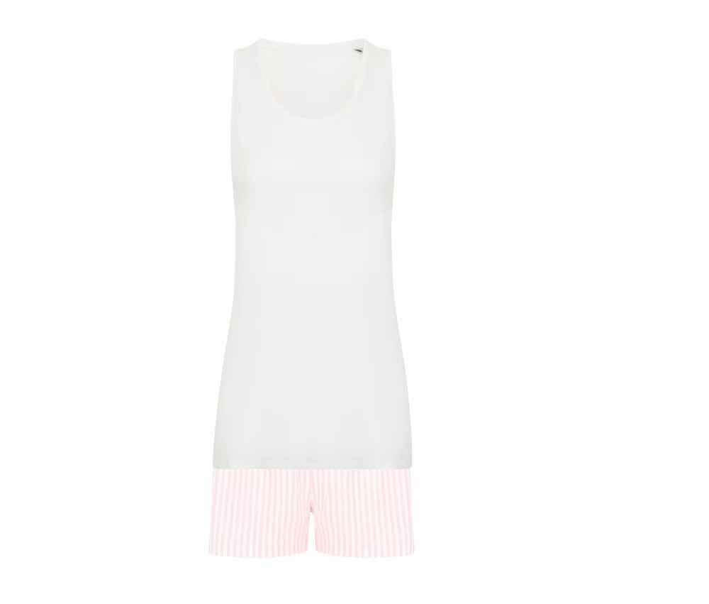 Towel City - Set in Korte Broek Dames Pyjama Set - White/Pink