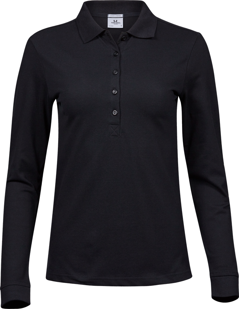 Tee Jays - Dames Luxury Stretch Polo lange mouwen - Black