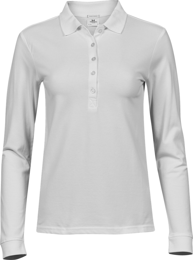 Tee Jays - Dames Luxury Stretch Polo lange mouwen - White