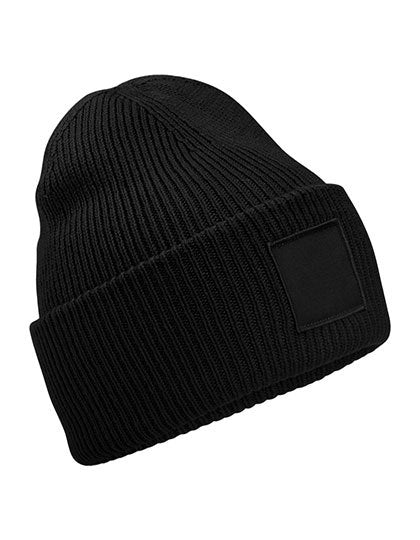 Beechfield - Deep Cuffed Tonal Patch Beanie - Black