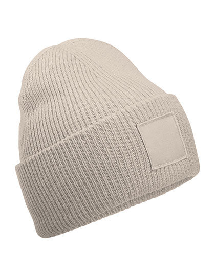 Beechfield - Deep Cuffed Tonal Patch Beanie - Natural Stone