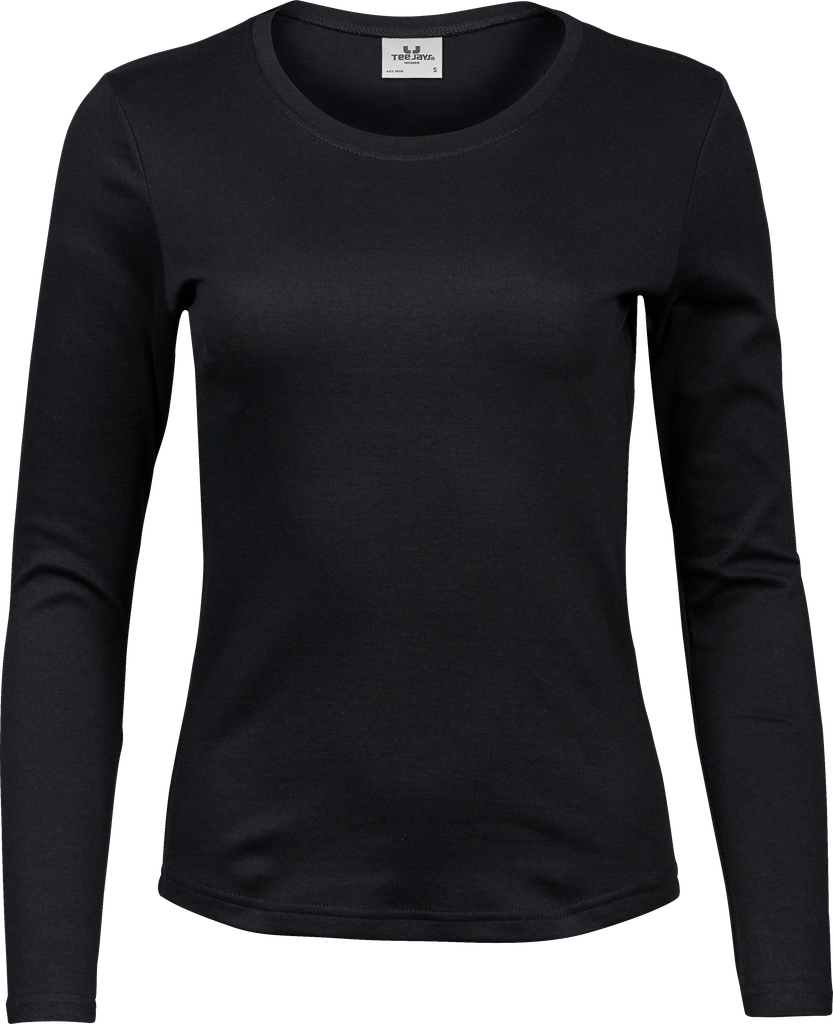 Tee Jays - Dames Interlock T-shirt lange mouwen - Black