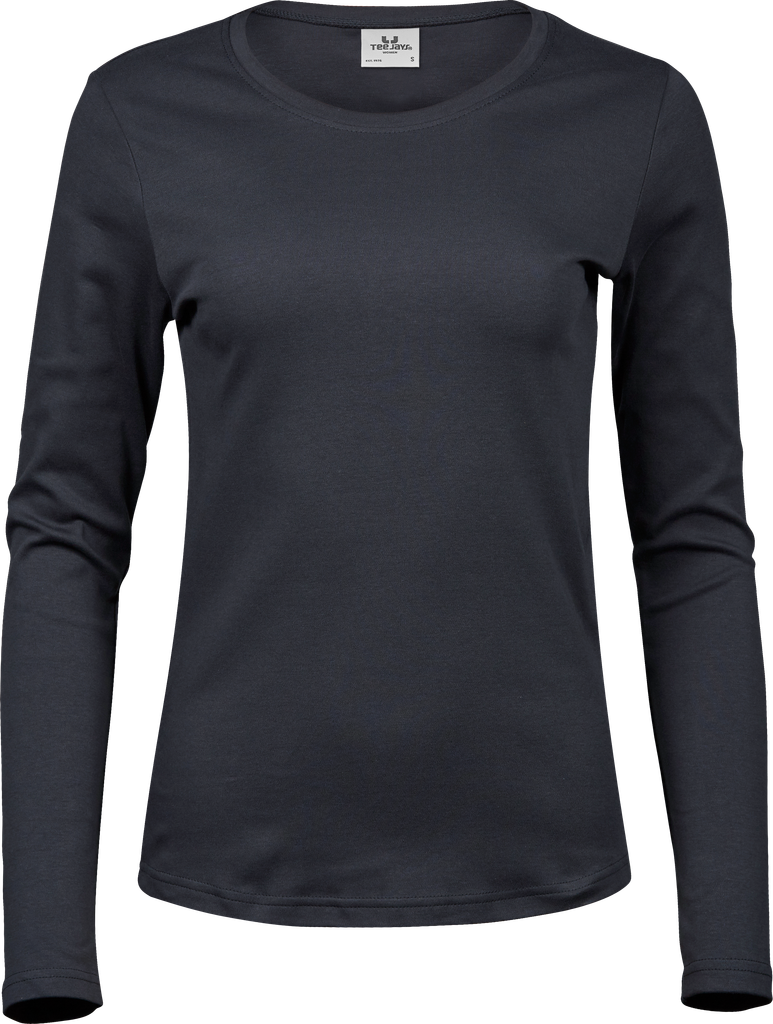 Tee Jays - Dames Interlock T-shirt lange mouwen - Dark Grey (Solid)