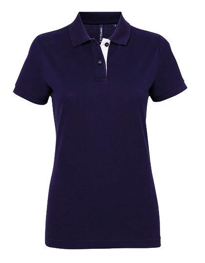 Asquith & Fox -  Classic Fit Contrast Dames Polo  - Navy/White