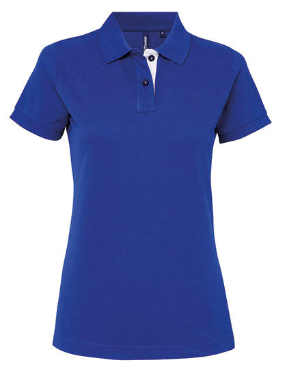 Asquith & Fox -  Classic Fit Contrast Dames Polo  - Royal/White