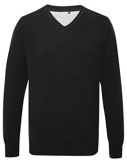 Asquith & Fox - Cotton Blend V-Hals Sweater - Black