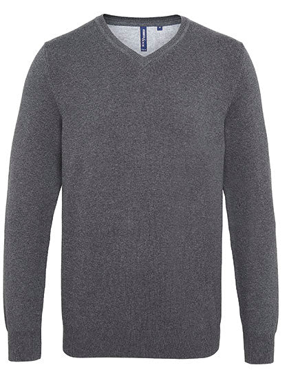 Asquith & Fox - Cotton Blend V-Hals Sweater - Charcoal