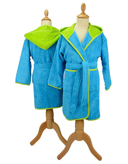 ARTG - Boyzz&Girlzz® Hooded Bathrobe - Aqua Blue / Lime Green