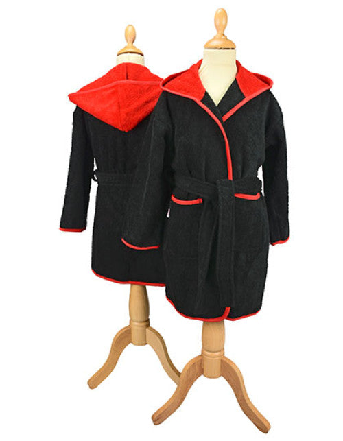 ARTG - Boyzz&Girlzz® Hooded Bathrobe - Black / Fire Red