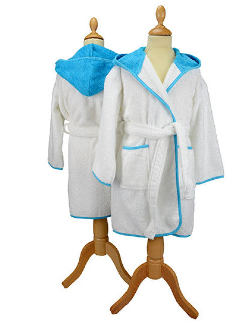 ARTG - Boyzz&Girlzz® Hooded Bathrobe - White / Aqua Blue