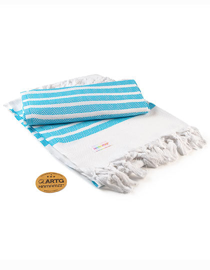 ARTG - Hamamzz Dalaman Handdoek - White/Aqua Blue