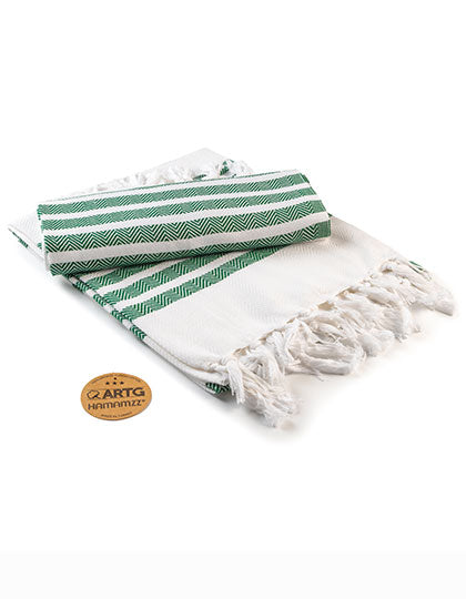 ARTG - Hamamzz Dalaman Handdoek - White/Dark Green