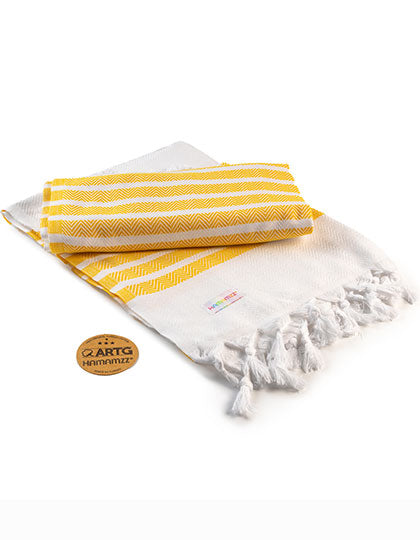 ARTG - Hamamzz Dalaman Handdoek - White/Dark Yellow
