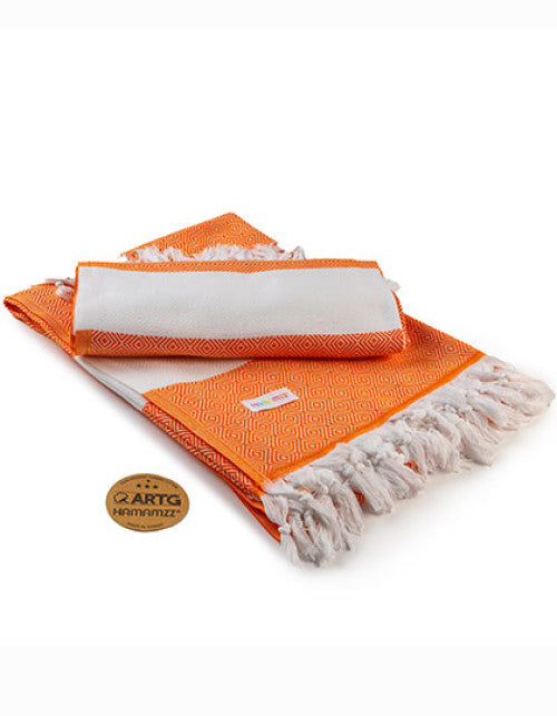 ARTG - Hamamzz® Marmaris DeLuxe Towel - Light Orange / White