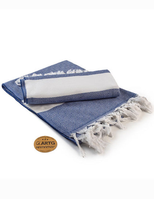 ARTG - Hamamzz® Marmaris DeLuxe Towel - Navy Blue / White