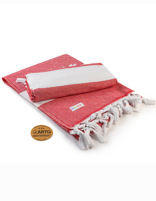 ARTG - Hamamzz® Marmaris DeLuxe Towel - Red / White