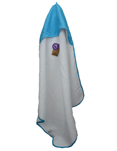ARTG - PRINT-Me® Baby Hooded Towel - White / Aqua Blue