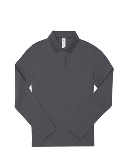 B&C BE INSPIRED - 180 My Dames Polo Lange Mouwen  - Dark Grey (Effen)