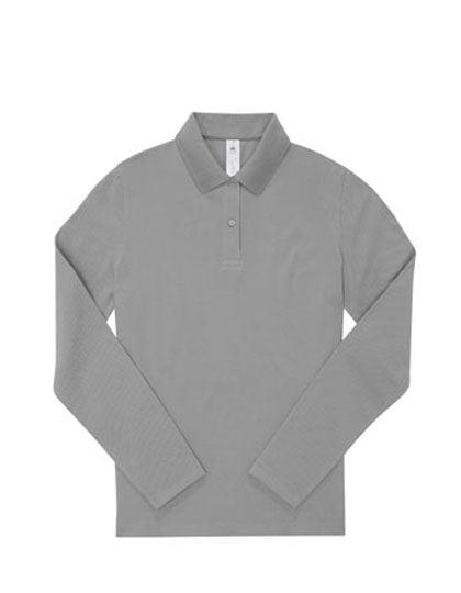 B&C BE INSPIRED - 180 My Dames Polo Lange Mouwen  - Sport Grey (Heather)