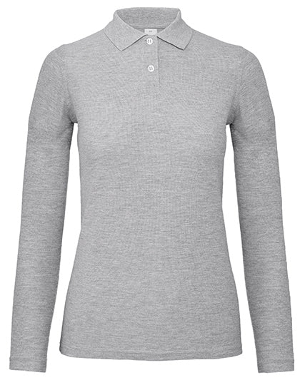 B&C - Longsleeve Dames Polo - Heather Grey
