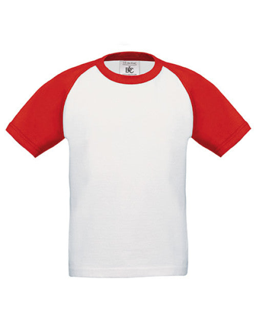 B&C BE INSPIRED - Kids´ T-Shirt Base-Ball - White / Red