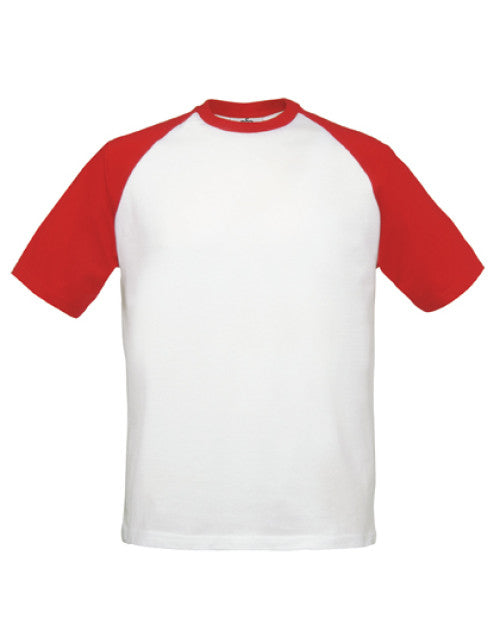 B&C BE INSPIRED - T-Shirt Base-Ball - White / Red