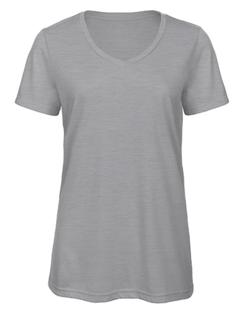 B&C BE INSPIRED - Women´s V-Neck Triblend T-Shirt - Heather Light Grey