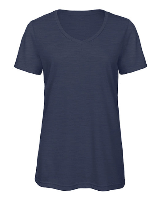 B&C BE INSPIRED - Women´s V-Neck Triblend T-Shirt - Heather Navy