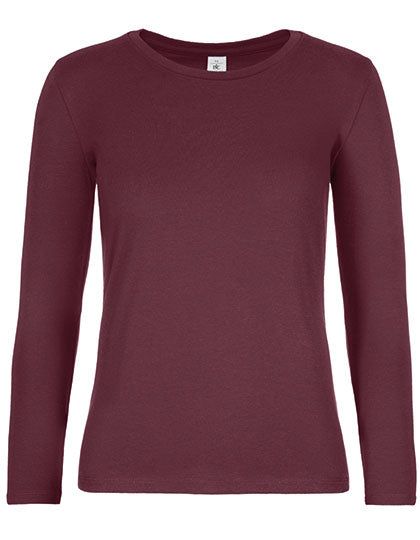 B&C - Lange Mouwen E190 Dames T-Shirt - Burgundy