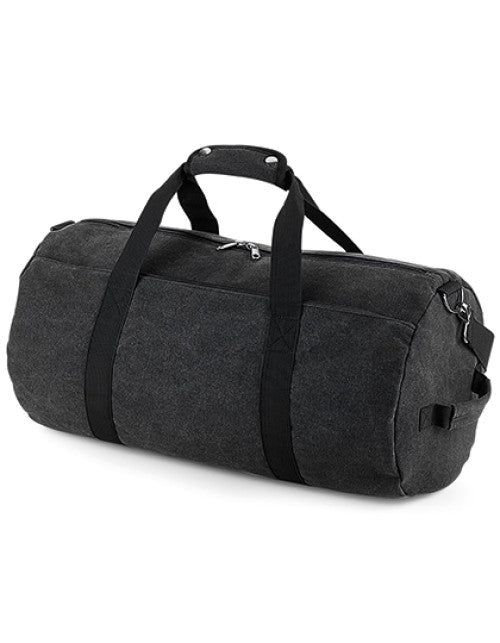 BagBase - Vintage Canvas Barrel Bag - Vintage Black