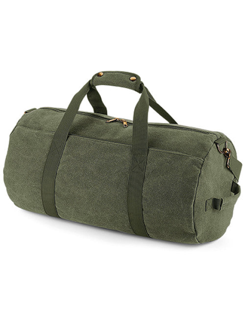 BagBase - Vintage Canvas Barrel Bag - Vintage Military Green