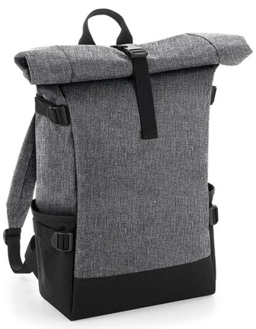 BagBase - Block Roll-Top Backpack - Grey Marl / Black