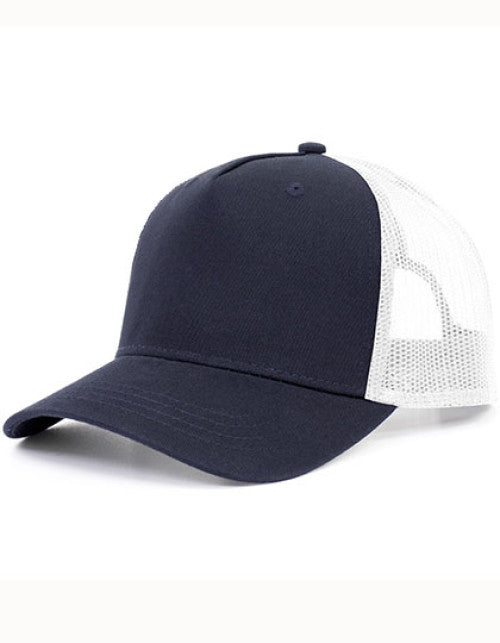 Brain Waves - 5-Panel Trucker Cap Recycled - Navy / White