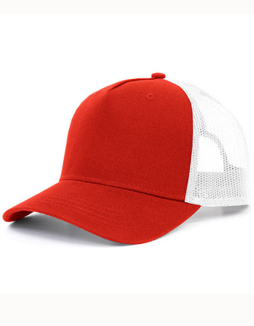 Brain Waves - 5-Panel Trucker Cap Recycled - Red / White