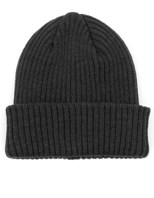 Brain Waves - POLYLANA® Rib Beanie With Cuff - Dark Grey Melange