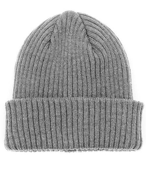 Brain Waves - POLYLANA® Rib Beanie With Cuff - Grey Melange