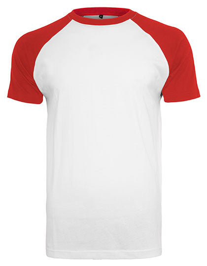 Build Your Brand - Raglan Contrast T-Shirt - White/Red
