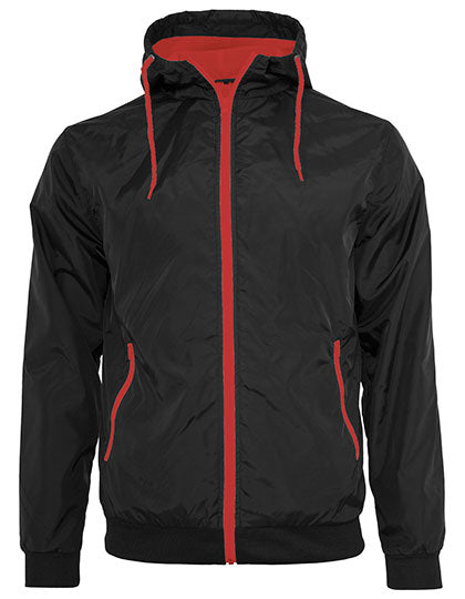 Build Your Brand - Windrunner Jacket - Black / Red