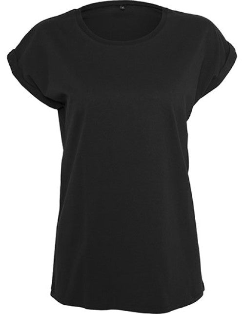 Build Your Brand - Ladies´ Extended Shoulder Tee - Black