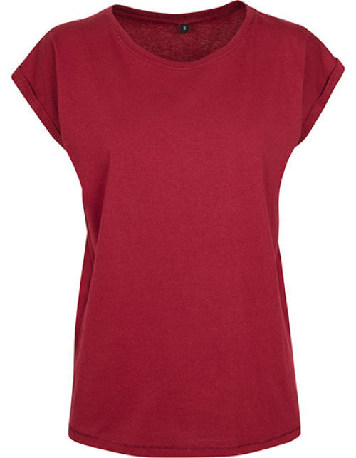 Build Your Brand - Ladies´ Extended Shoulder Tee - Burgundy