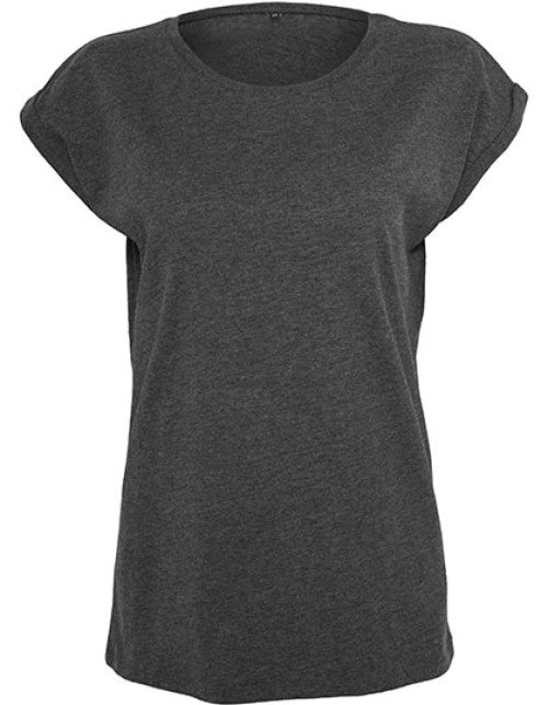 Build Your Brand - Ladies´ Extended Shoulder Tee - Charcoal (Heather)