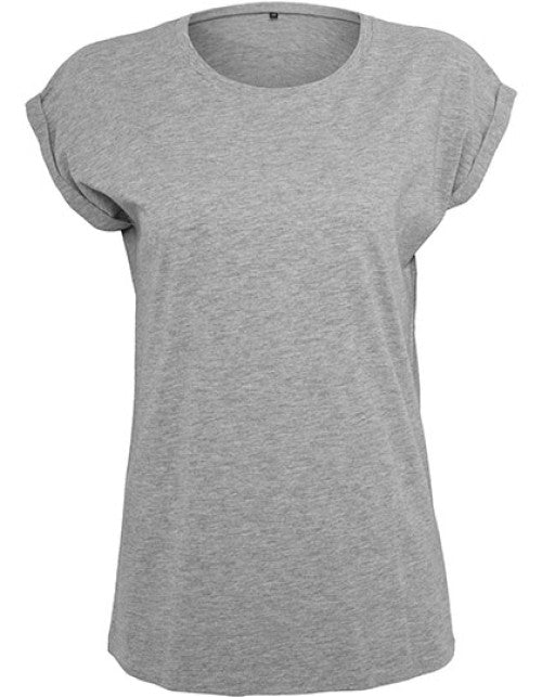 Build Your Brand - Ladies´ Extended Shoulder Tee - Heather Grey