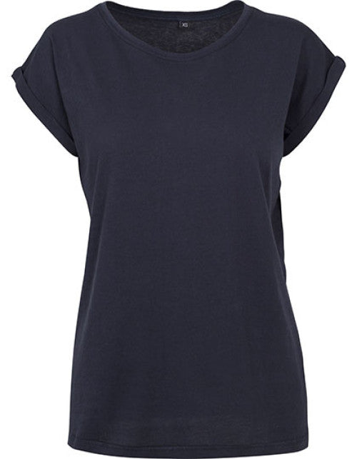 Build Your Brand - Ladies´ Extended Shoulder Tee - Navy