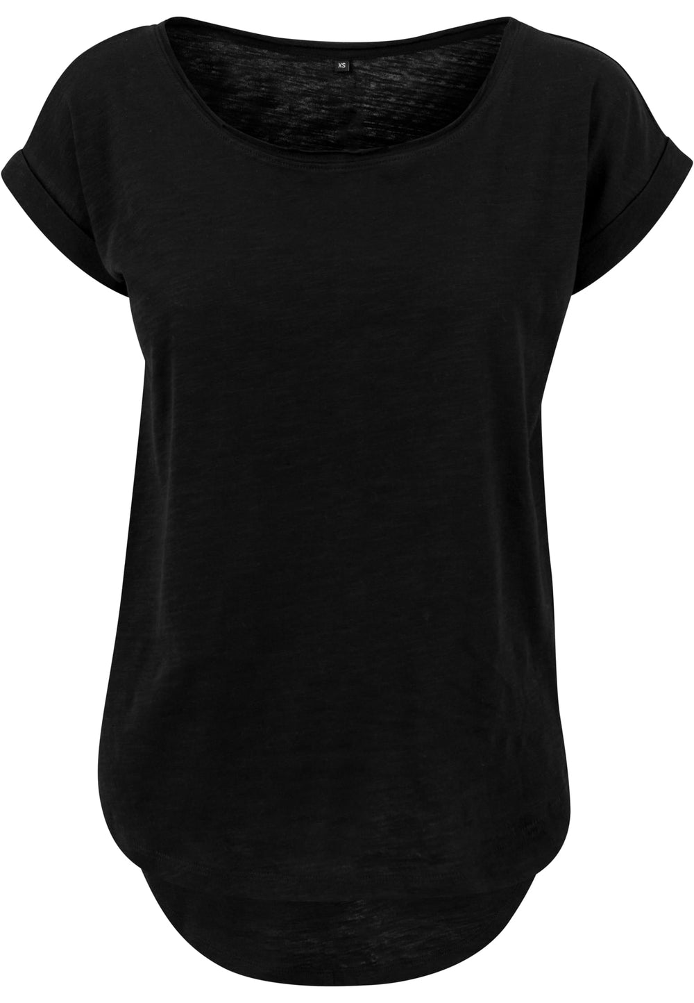 Build Your Brand  - Lang Slub Dames T-Shirt - Black
