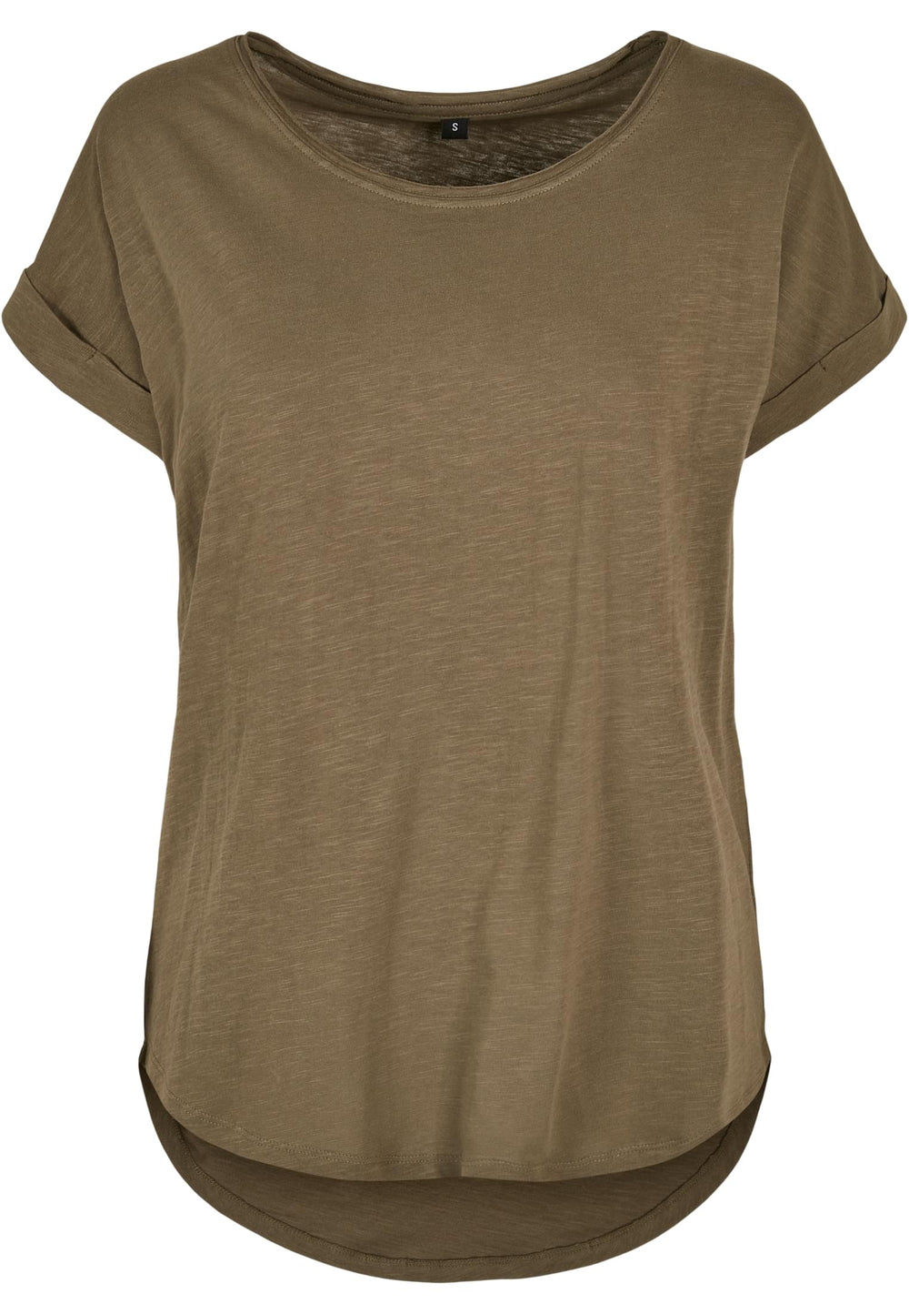 Build Your Brand  - Lang Slub Dames T-Shirt - Olive