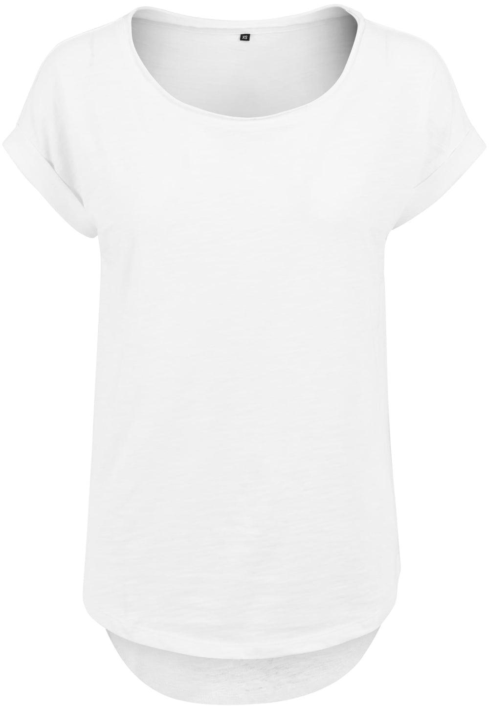 Build Your Brand  - Lang Slub Dames T-Shirt - Wit