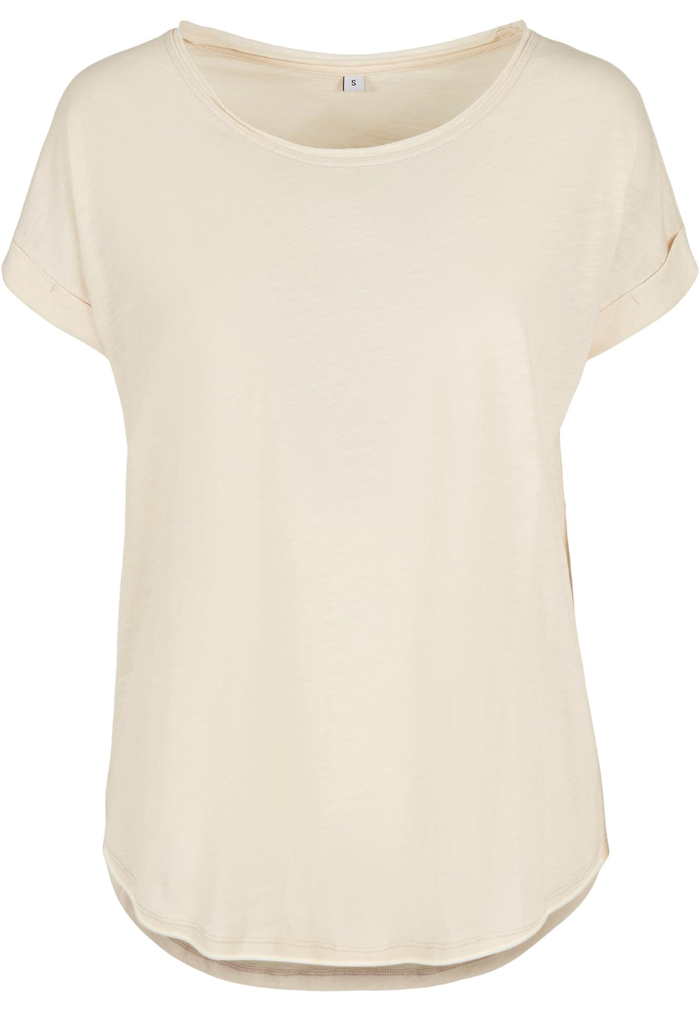 Build Your Brand  - Lang Slub Dames T-Shirt - Zand wit