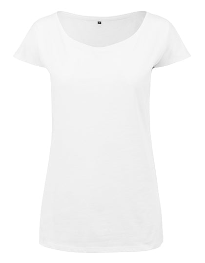 Build Your Brand - Wijde Hals Dames  T-Shirt - White